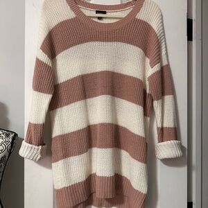 Torrid Cream and Brown Striped Sweater